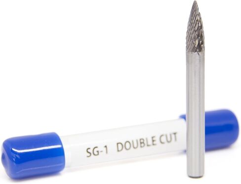 Benchmark Abrasives Pointed Tree Shape Round Nose Premium Double Cut Tungsten Carbide Burr for Metal Wood Welding Deburring High-Speed Die Grinders enclosed in Plastic Capsule 1/4" Shank (SG-1) in Saudi Arabia