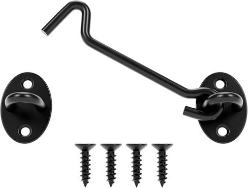 مزلاج بخطاف وعين مقاس 3 بوصات، مزلاج خطاف للخصوصية للباب المنزلق/باب الحظيرة، قفل باب منزلق أسود مع براغي للنوافذ، خطافات المقصورة، عبوتان in Kuwait