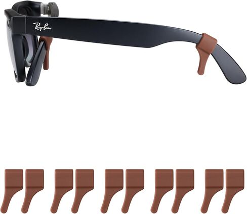 مقابض نظارات RayBan Meta، أذرع معبد سميكة - مقابض أذن من السيليكون المضاد للانزلاق، وسائد الأذن للنظارات، ملحقات النظارات الشمسية، حاملات، خطافات، مثبت الأكمام - 5 أزواج (أسود) in Kuwait