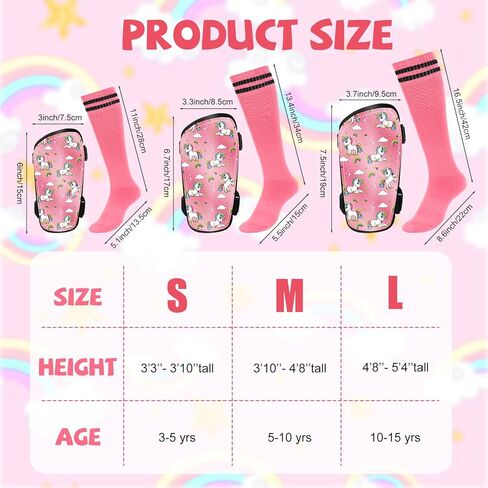 Soccer Shin Guards and Socks Set for Boys Girls for Age 3 to 14 Years Pink Unicorn Shin Kick Pads Socks Protective Defender Gear for Kids Youth Footballs Muay Thai MMA Kickboxing Sparring in Saudi Arabia