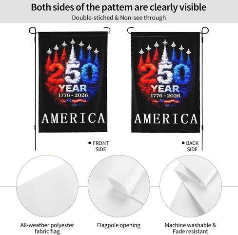 250 Anniversary USA Garden Flag, 250 Anniversary USA Flag America 250th Anniversary Patriotic Banner, Double-Sided Waterproof, 12x18 Inch, 1776-2026 Commemorative in Saudi Arabia