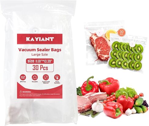 Vacuum Sealer Bags Large Size 10 x 11 Inch 30 Bags, Food Storage, BPA Free, Food Saver, Meal Prep,Sous Vide, Heavy Duty, Airtight in Saudi Arabia