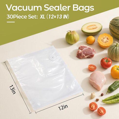 Vacuum Sealer Bags Large Size 10 x 11 Inch 30 Bags, Food Storage, BPA Free, Food Saver, Meal Prep,Sous Vide, Heavy Duty, Airtight in Saudi Arabia