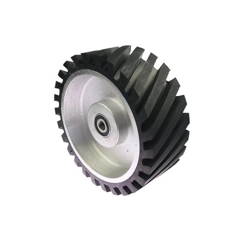 200 * 75mm Serrated Rubber Contact Wheel Dynamically Balanced Belt Grinder Backstand Idler Wheel(24mm Keyway 8x3mm,Medium 70A) in Saudi Arabia