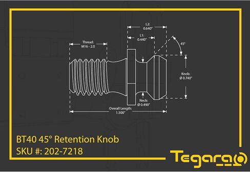 Tegara BT40 M16 45 درجة مقبض سحب مسمار الاحتفاظ 202-7218-5 P[ in Kuwait