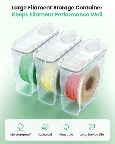 صندوق تخزين خيوط AMZPro - 6 عبوات من حاويات الشعيرات لختم وحماية خيوط الطباعة ثلاثية الأبعاد - تخزين خيوط محمول مع مجفف، مقاوم للماء والغبار 4.0 لتر (9.03 * 8 * 3) in Kuwait