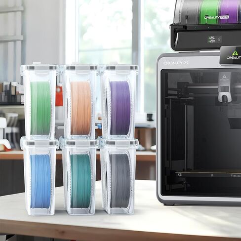 صندوق تخزين خيوط AMZPro - 6 عبوات من حاويات الشعيرات لختم وحماية خيوط الطباعة ثلاثية الأبعاد - تخزين خيوط محمول مع مجفف، مقاوم للماء والغبار 4.0 لتر (9.03 * 8 * 3) in Kuwait