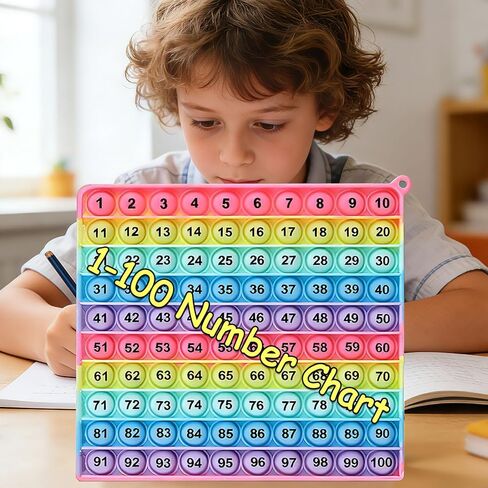1-100 Number Learning Pop Fidget Toy, Rainbow Colors, Large Square Math Educational Sensory Game in Kuwait