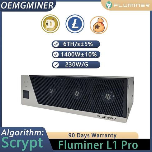 OEMGMINER New FLUMINER L1 Pro 6Gh/s±5% Asic Miner 1400W Doge/LTC/BEL Miner Scrypt Algorithm Support Ethernet and WiFi in Stock in Kuwait