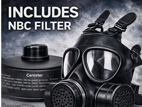 CBRN Gas Mask with NBC Filter – Full Face Respirator for Chemical, Biological, Nuclear Protection | Anti-Fog Impact Lenses | Adjustable Tactical Mask for Emergency, Survival, Industrial Use in Saudi Arabia
