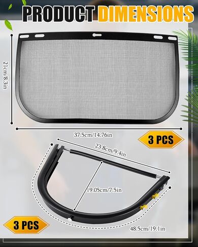 Zonon 3 Set Mesh Faceshield Replacement Aluminum Face Shield Adapters For Cap Style Hard Hat Steel Wire Mesh Face Shield Visors for Grinding and Cutting in Saudi Arabia