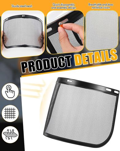 Zonon 3 Set Mesh Faceshield Replacement Aluminum Face Shield Adapters For Cap Style Hard Hat Steel Wire Mesh Face Shield Visors for Grinding and Cutting in Saudi Arabia