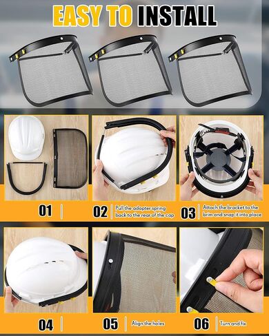 Zonon 3 Set Mesh Faceshield Replacement Aluminum Face Shield Adapters For Cap Style Hard Hat Steel Wire Mesh Face Shield Visors for Grinding and Cutting in Saudi Arabia