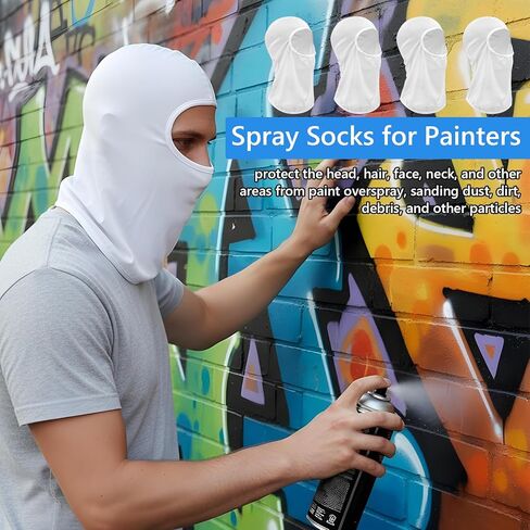 24 Pcs Painters Spray Socks, White Stretch Head Socks for Painting, Dust Hood Snug Soft Mask for Men Women, Unisex Protective Cover in Saudi Arabia