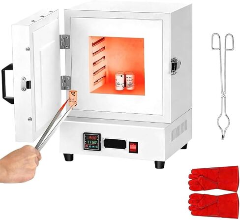 فرن صهر كهربائي رقمي بقدرة 2000 وات، فرن للفخار، 1150 درجة مئوية/2102 درجة فهرنهايت فرن درجة حرارة ثابتة بأربعة جوانب، لمعالجة المجوهرات/الجص in Kuwait