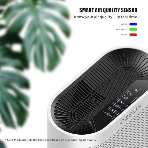 AZEUS True HEPA Air Purifier for Home, Up to 2160 sq ft Large Room, UV light | Ionic Generator | Office or Commercial Filter 99.97% Pollen Smoke Dust Pet Dander Auto Mode Sensor in Kuwait