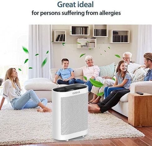 AZEUS True HEPA Air Purifier for Home, Up to 2160 sq ft Large Room, UV light | Ionic Generator | Office or Commercial Filter 99.97% Pollen Smoke Dust Pet Dander Auto Mode Sensor in Kuwait