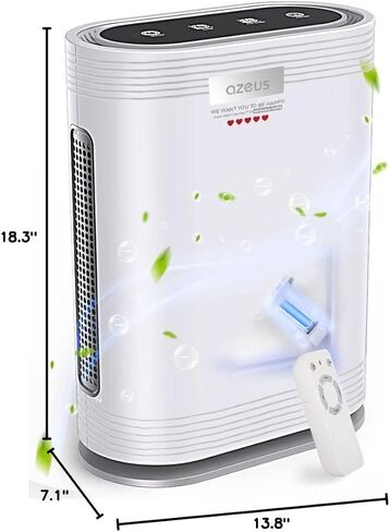 AZEUS True HEPA Air Purifier for Home, Up to 2160 sq ft Large Room, UV light | Ionic Generator | Office or Commercial Filter 99.97% Pollen Smoke Dust Pet Dander Auto Mode Sensor in Kuwait
