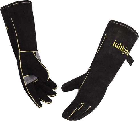 16" Leather Forge Welding Gloves, 932℉ Heat/Fire Resistant, Multi-Use Mitts for TIG/MIG Welding, BBQ, Oven, Baking, Furnace, Beekeeping, Animal Handling & Stove Safety，Ambidextrous in Saudi Arabia
