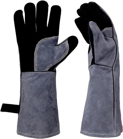 16" Leather Forge Welding Gloves, 932℉ Heat/Fire Resistant, Multi-Use Mitts for TIG/MIG Welding, BBQ, Oven, Baking, Furnace, Beekeeping, Animal Handling & Stove Safety，Ambidextrous in Saudi Arabia