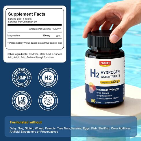 Hydrogen Water Tablets with Magnesium,Hydrogen Tablets for Drinking Water,Antioxidant and Cellular Health Support, H2 Molecular Tabs,90 Tablets in Saudi Arabia