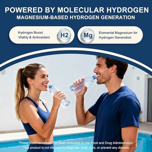 Hydrogen Water Tablets with Magnesium,Hydrogen Tablets for Drinking Water,Antioxidant and Cellular Health Support, H2 Molecular Tabs,90 Tablets in Saudi Arabia