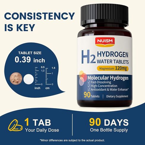 Hydrogen Water Tablets with Magnesium,Hydrogen Tablets for Drinking Water,Antioxidant and Cellular Health Support, H2 Molecular Tabs,90 Tablets in Saudi Arabia