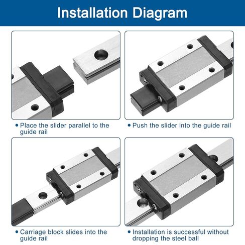 uxcell 2pcs MGN12 200mm Linear Guide Rail with 2pcs MGN12H Sliding Carriage Block and 2pcs Plastic Mini MGN12 Linear Guide for DIY 3D Printers and CNC Machine, Black in Saudi Arabia