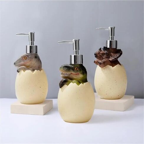 560ml Dinosaur Egg Lotion Dispenser – Cute Refillable Hand Soap & Shampoo Container, Bathroom Decor (C) in Saudi Arabia