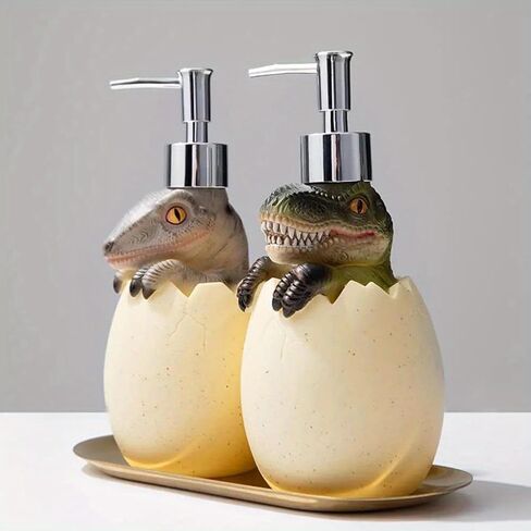 560ml Dinosaur Egg Lotion Dispenser – Cute Refillable Hand Soap & Shampoo Container, Bathroom Decor (C) in Saudi Arabia