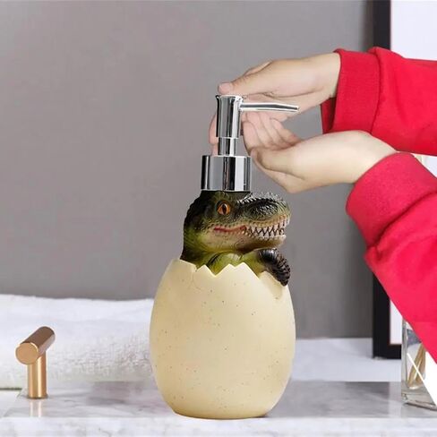 560ml Dinosaur Egg Lotion Dispenser – Cute Refillable Hand Soap & Shampoo Container, Bathroom Decor (C) in Saudi Arabia