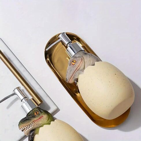 560ml Dinosaur Egg Lotion Dispenser – Cute Refillable Hand Soap & Shampoo Container, Bathroom Decor (C) in Saudi Arabia