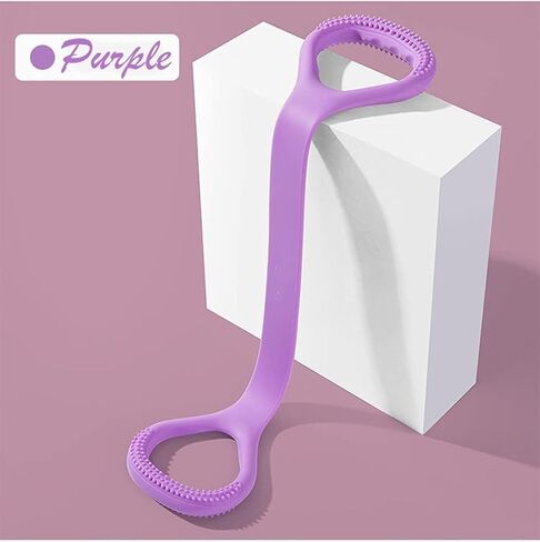 شريط مقاومة للتمرين من الشكل 8 - شريط مطاطي للذراعين والساقين والعضلات الأساسية والأكتاف - شريط تمرين مرن للياقة البدنية المنزلية واليوجا والبيلاتس والعلاج الطبيعي - معدات تدريب محمولة، أرجواني in Saudi Arabia