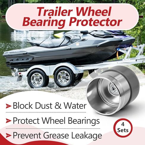 4 مجموعات من واقي محمل عجلة المقطورة متوافق مع غطاء الغبار Bearing Buddy 1980، واقيات محمل من الفولاذ المقاوم للصدأ مقاس 1.98 بوصة مع أغطية غطاء الغبار، مناسبة للمقطورة والقارب وRV والتخييم in Kuwait