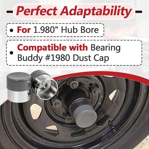 4 مجموعات من واقي محمل عجلة المقطورة متوافق مع غطاء الغبار Bearing Buddy 1980، واقيات محمل من الفولاذ المقاوم للصدأ مقاس 1.98 بوصة مع أغطية غطاء الغبار، مناسبة للمقطورة والقارب وRV والتخييم in Kuwait