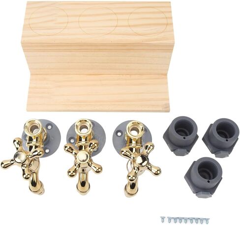 Tyenaza Wood Liquor Dispenser 3 Bottle Whiskey Dispenser Faucet Shape Alloy Bar Accessory for Drink Beverage Party in Saudi Arabia