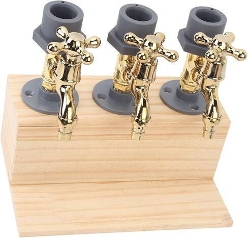 Tyenaza Wood Liquor Dispenser 3 Bottle Whiskey Dispenser Faucet Shape Alloy Bar Accessory for Drink Beverage Party in Saudi Arabia
