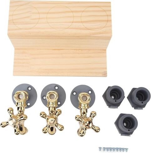 Tyenaza Wood Liquor Dispenser 3 Bottle Whiskey Dispenser Faucet Shape Alloy Bar Accessory for Drink Beverage Party in Saudi Arabia