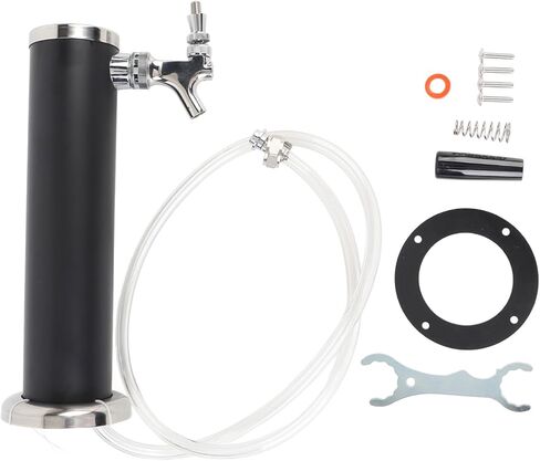 Irishom Single Tap Stainless Steel Draft Beer Tower 3 Inch Column Draft Beer Tower Dispenser Kit for Parties Pubs Restaurants (Black) in Kuwait