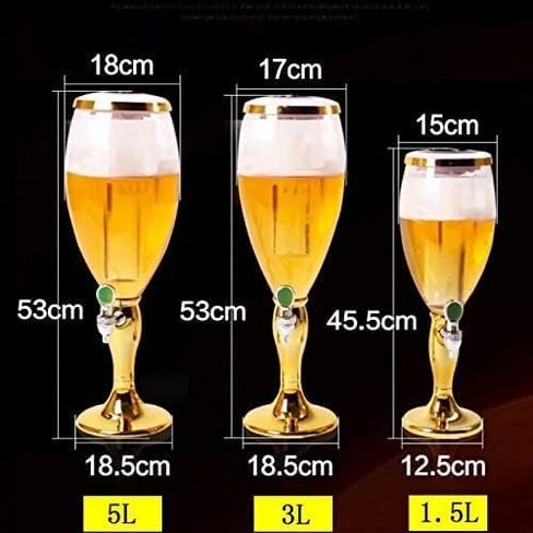 موزع برج البيرة من KRASS، موزع بيرة كبير، برج بيرة بسعة 5 لتر/170 أونصة مع صنبور أنبوب ثلج وأضواء، سهل التنظيف، هدية رائعة لموزع البيرة لمحبي البيرة، ذهبي، Collector88 in Kuwait