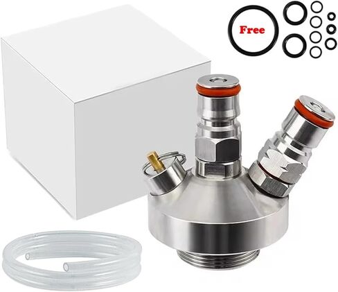 برميل صغير موزع مزدوج الكرة قفل الرمح كوب بيرة ستانلس ستيل هدير الرمح مع 30 سنتيمتر خرطوم السيليكون ل 2/3.6/4/5/10L برميل صغير in Kuwait