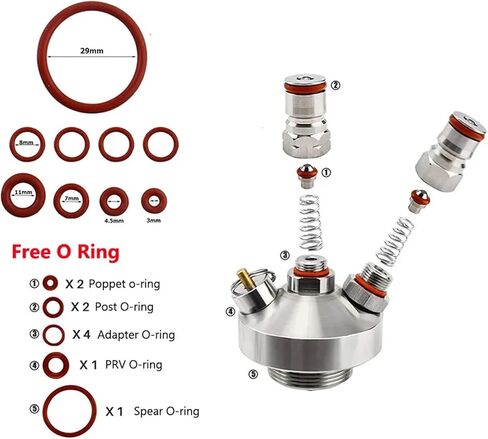 برميل صغير موزع مزدوج الكرة قفل الرمح كوب بيرة ستانلس ستيل هدير الرمح مع 30 سنتيمتر خرطوم السيليكون ل 2/3.6/4/5/10L برميل صغير in Kuwait