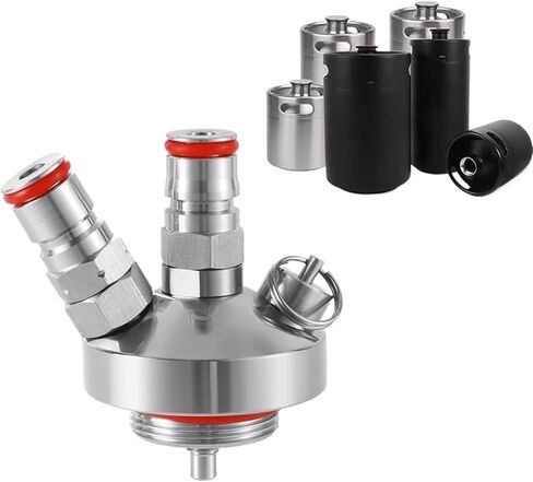 برميل صغير موزع مزدوج الكرة قفل الرمح كوب بيرة ستانلس ستيل هدير الرمح مع 30 سنتيمتر خرطوم السيليكون ل 2/3.6/4/5/10L برميل صغير in Kuwait