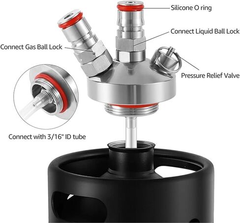 Mini Keg Dispenser Double Ball Lock Spear Stainless Steel Beer Growler Spear With 30cm Silicone Hose For 2/3.6/4/5/10L Mini Keg in Saudi Arabia