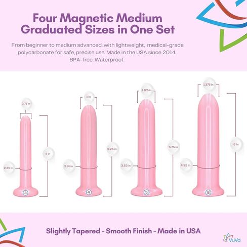 حجم 3،4،5،6 مجموعة موسعات مهبلية مغناطيسية نيوديميوم مكونة من أربعة - مصنوعة في الولايات المتحدة الأمريكية خالية من مادة BPA مع مغناطيس. بلاستيك من الدرجة الطبية. 5002ME-3 in Kuwait