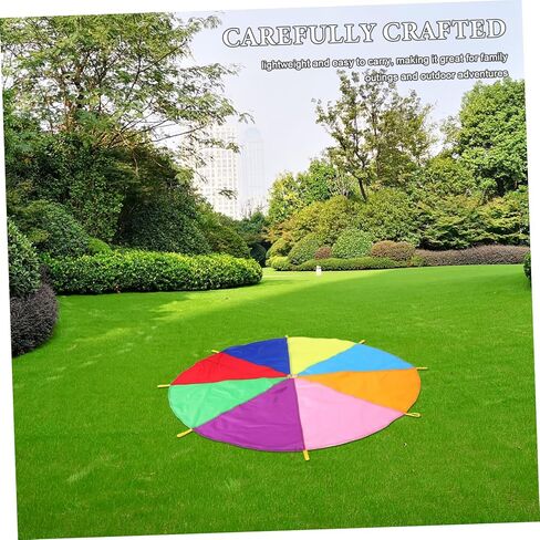 Yardwe Rainbow Parachute for Boys and Girls Colorful Play Equipment with Handles for Outdoor Activities Team Building and School Events for Daycare and School Gatherings in Saudi Arabia