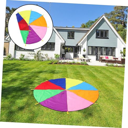 Yardwe Rainbow Parachute for Boys and Girls Colorful Play Equipment with Handles for Outdoor Activities Team Building and School Events for Daycare and School Gatherings in Saudi Arabia