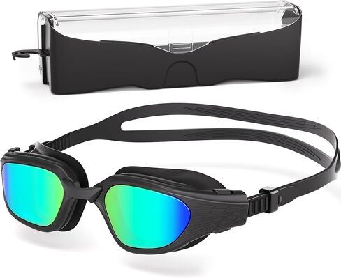 نظارات سباحة، نظارات سباحة مضادة للتسرب مع مقاومة للضباب، حماية من الأشعة فوق البنفسجية، جسر أنف قابل للتعديل للبالغين من الرجال والنساء in Kuwait