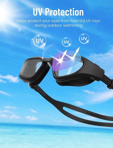 Swim Goggles, Anti Leak Swimming Goggles with Anti Fog, UV Protection, Adjustable Nose Bridge for Adult Men Women in Saudi Arabia
