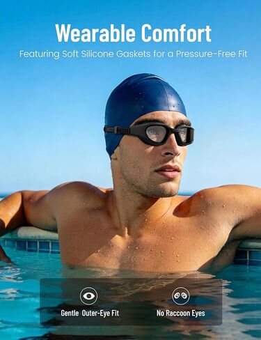 Swim Goggles, Anti Leak Swimming Goggles with Anti Fog, UV Protection, Adjustable Nose Bridge for Adult Men Women in Saudi Arabia